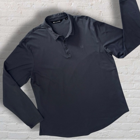 TravisMathew Long Sleeve Polo Shirt Men’s XL Gray Performance Stretch Golf - Picture 5 of 8
